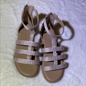 Cat & Jack girls Embellished Pink Strappy Flat Sandals SZ 13